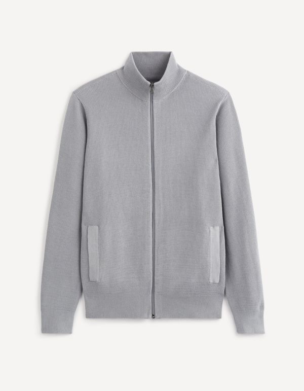 Cardigan col zippé coton mélangé