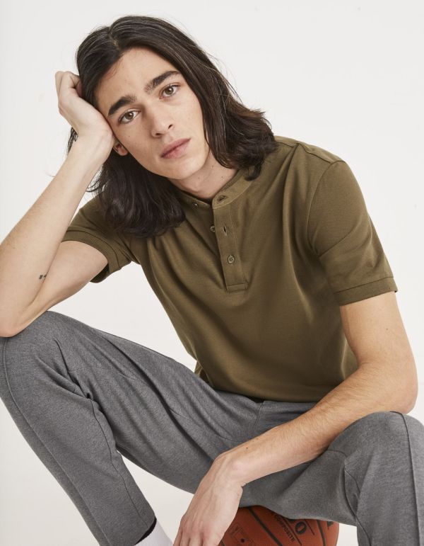 Polo col mao coton mélangé