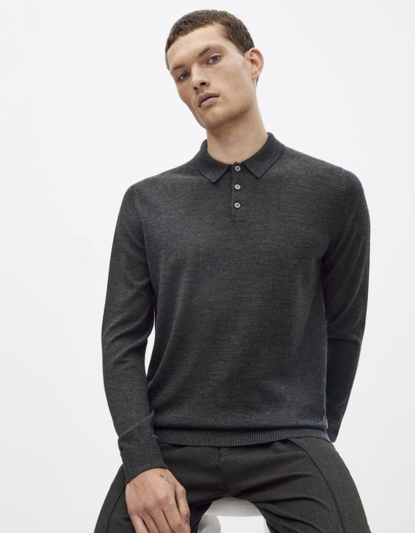 Pull col polo 100% laine mérinos extra fin
