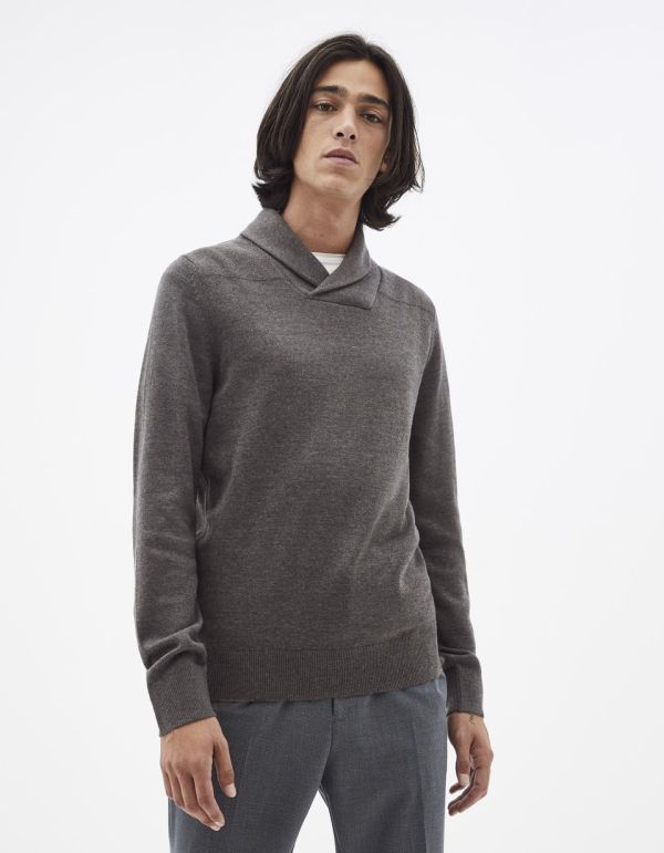 Pull col châle coton mélangé