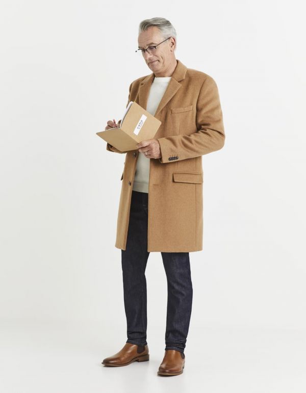 Manteau droit en laine melangee Celio Tunisie