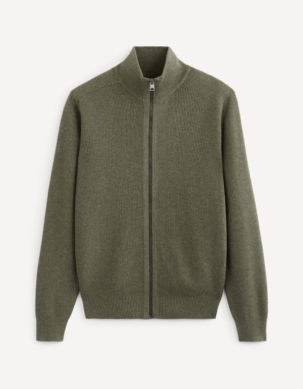 Cardigan col montant zippé 100% coton