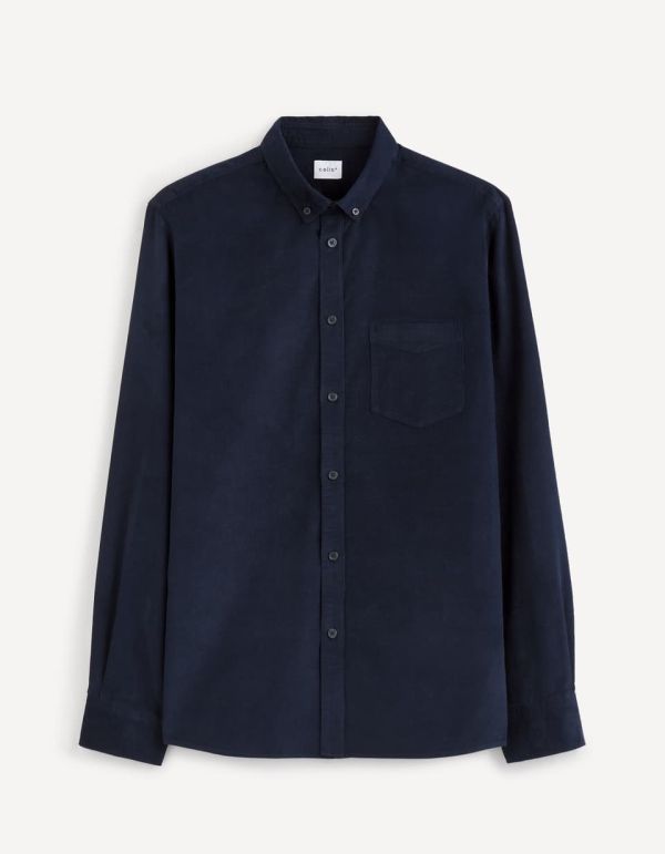 Chemise slim 100% coton en velours
