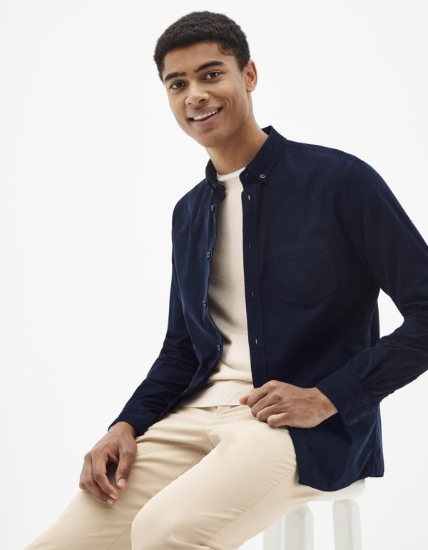 Chemise slim 100% coton en velours