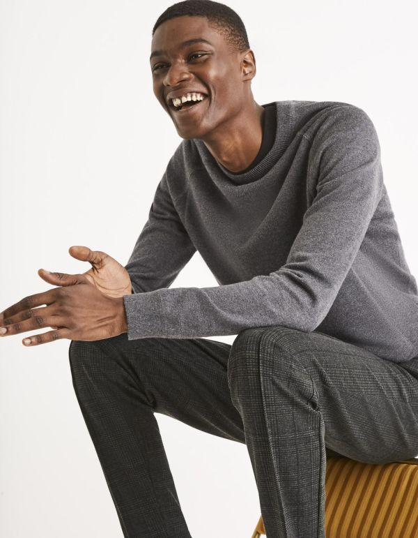 Pull col rond coton mélangé