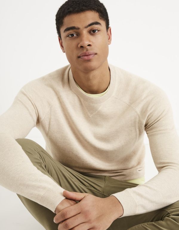 Pull col rond coton mélangé