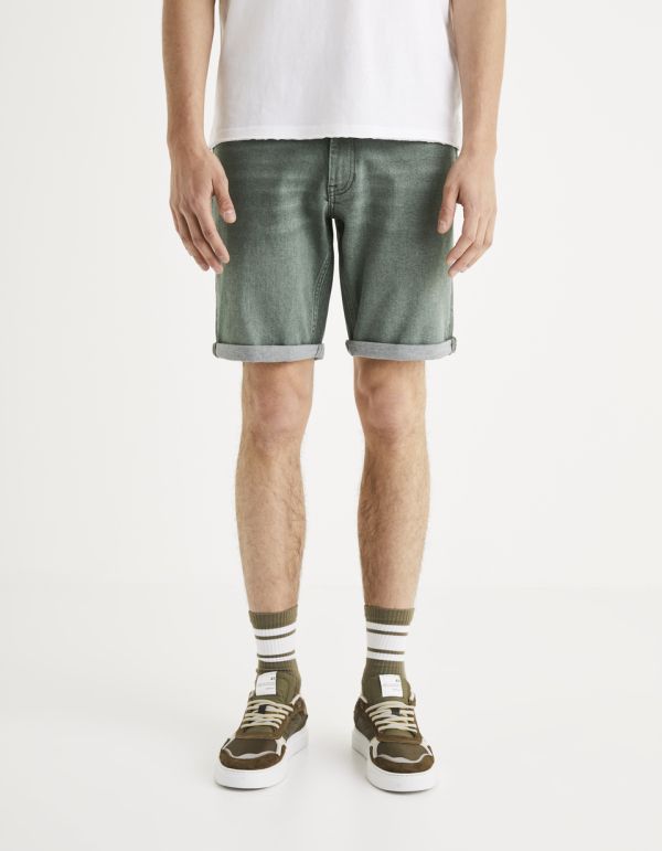 Bermuda en jean vert