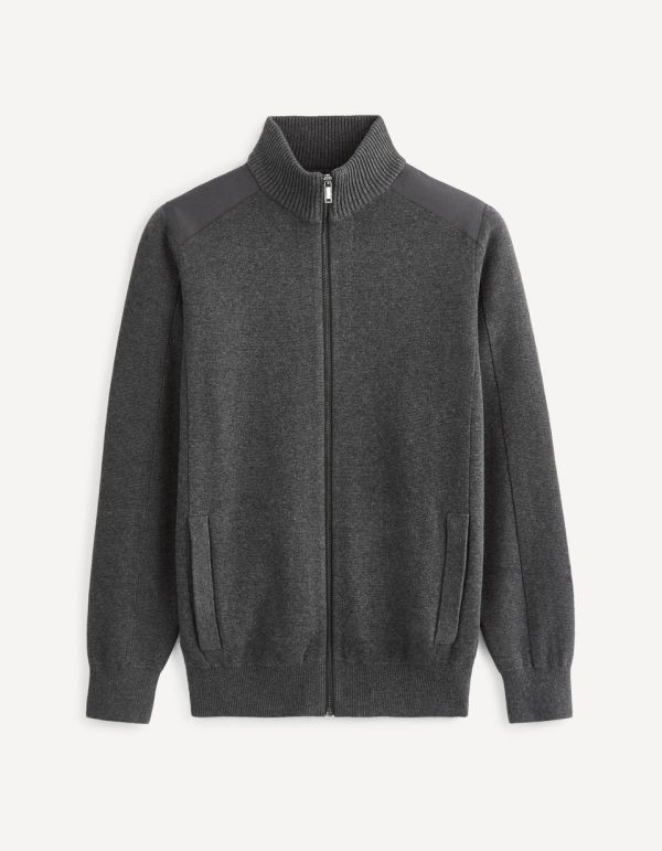 Cardigan col montant zippé 100% coton