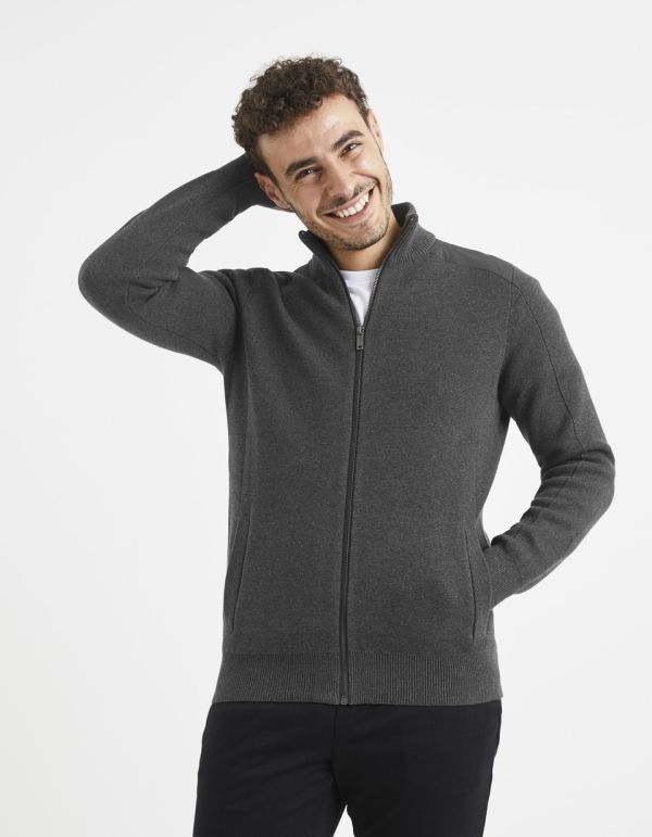 Cardigan col montant zippé 100% coton