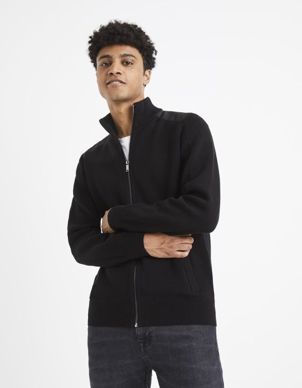 Cardigan col montant zippé 100% coton