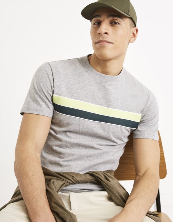 T-shirt col rond en coton mélangé