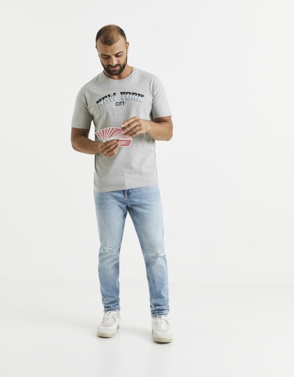 T-shirt col rond coton mélangé