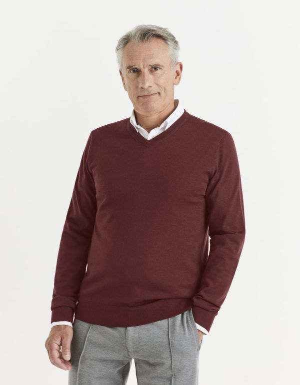 Pull col V 100% laine mérinos extra fin