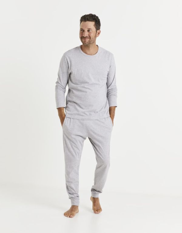 Pyjama manches longues et jogging 100% coton