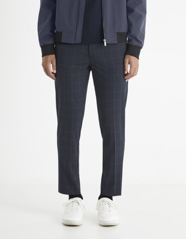 Pantalon à carreaux taille élastiquée