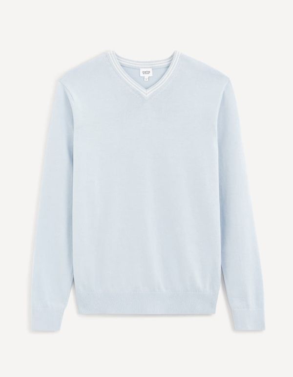 Pull col V 100% coton