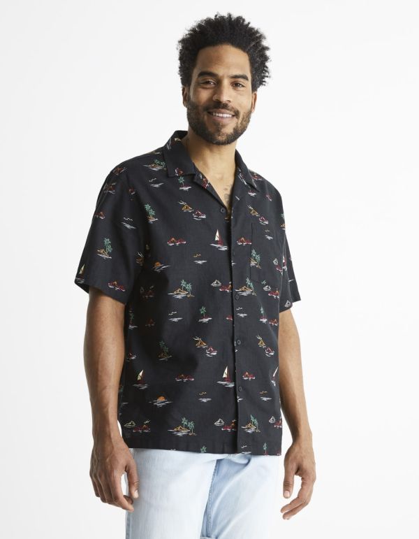 Chemise regular en lin et coton