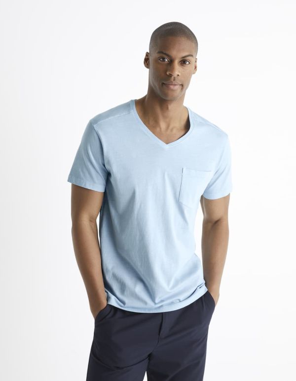 T-shirt col V 100% coton