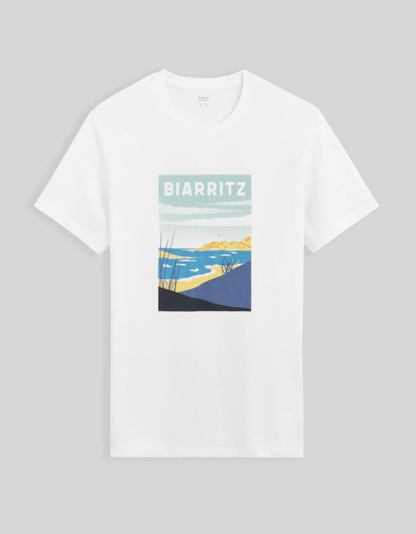 T-shirt col rond 100% coton - blanc