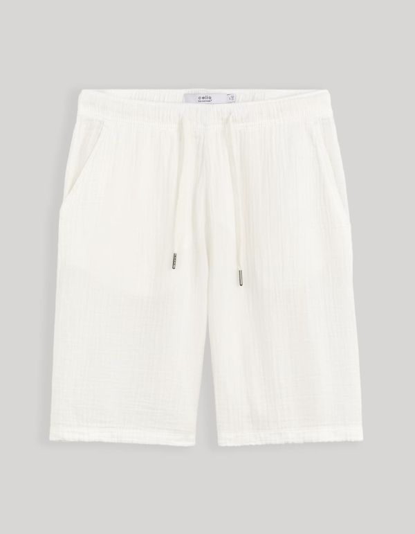 Bermuda 100% gaze de coton - blanc