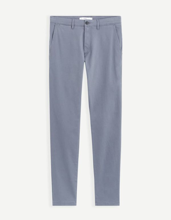 Pantalon chino slim twill stretch - bleu acier