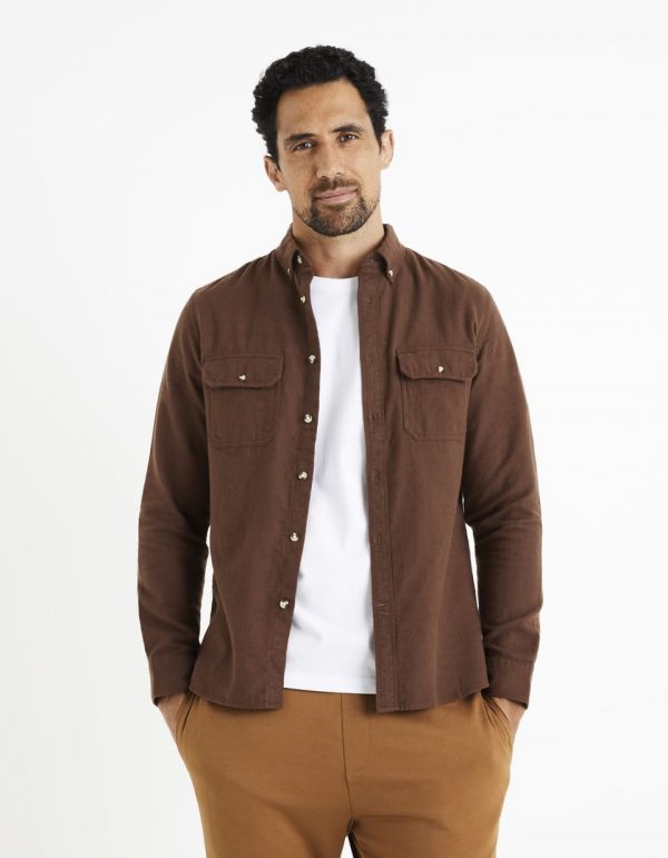 Chemise flanelle 100 coton marron Celio Tunisie