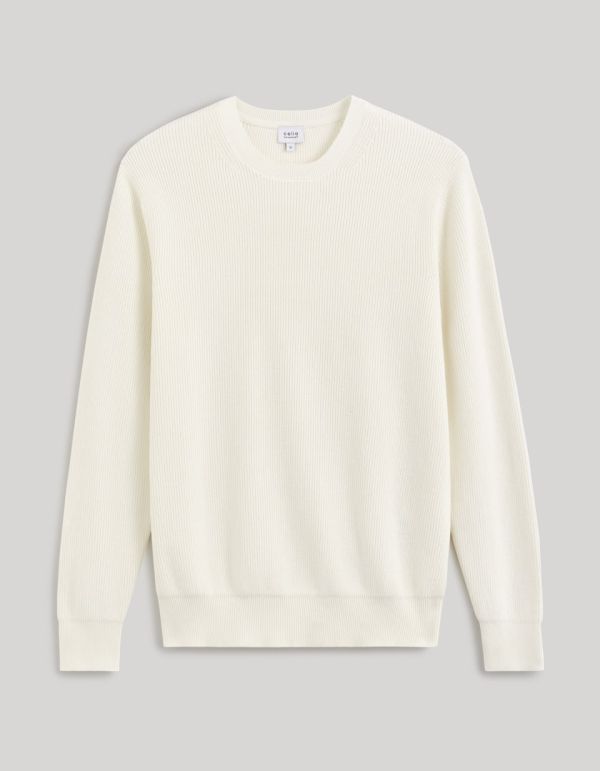 pull col rond 100% coton - écru
