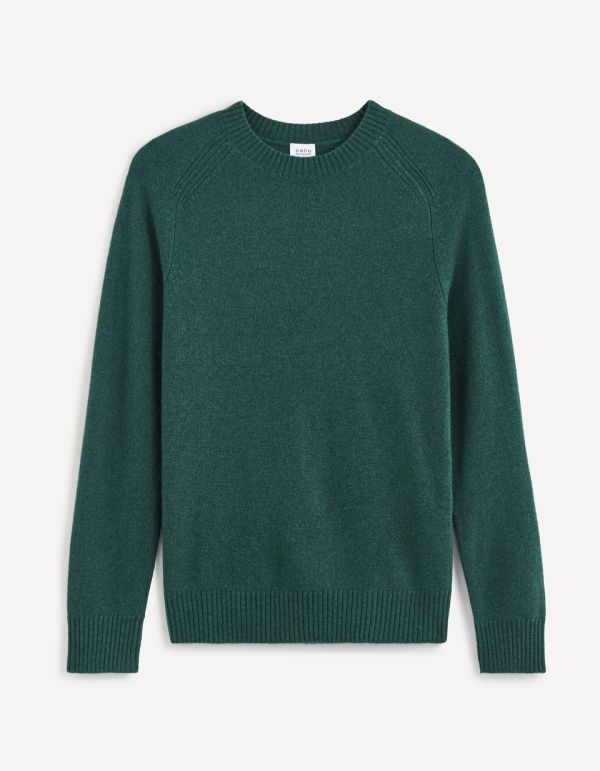 Pull col rond 100% lambswool - vert