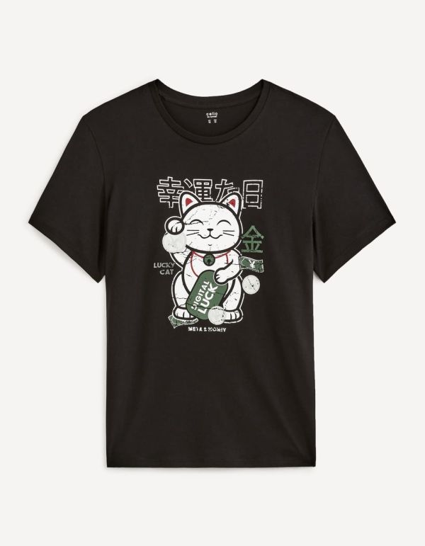 T-shirt col rond 100% coton - noir