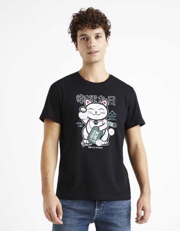 T-shirt col rond 100% coton - noir