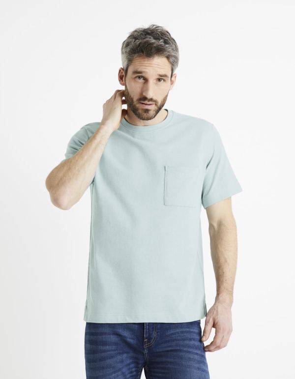 T-shirt col rond 100% coton - bleu