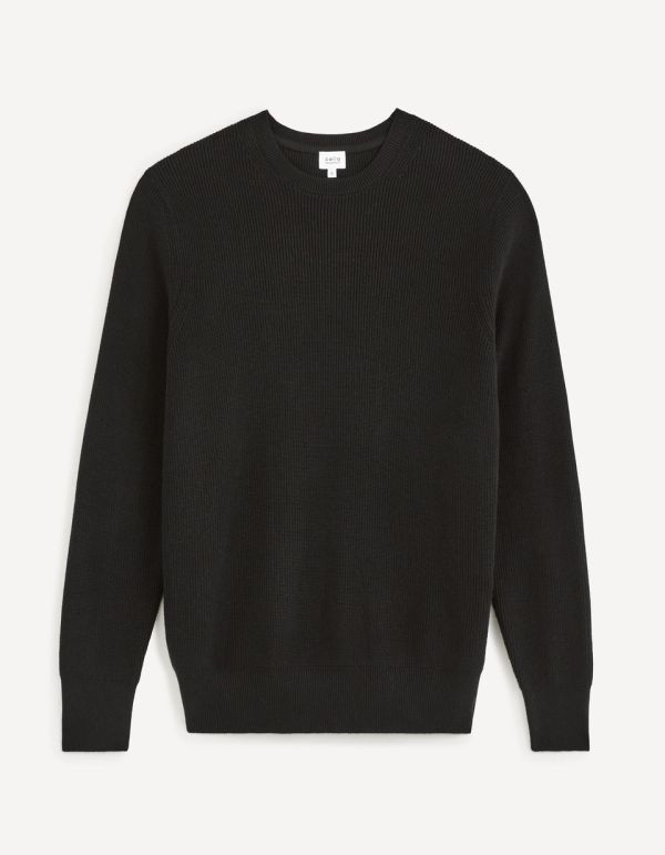pull col rond 100% coton - noir