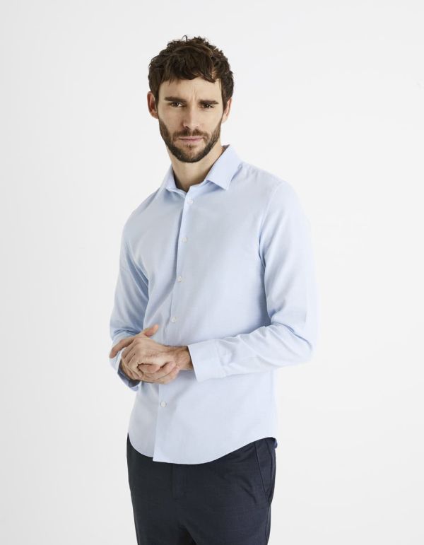 Chemise slim 100% coton - bleu ciel