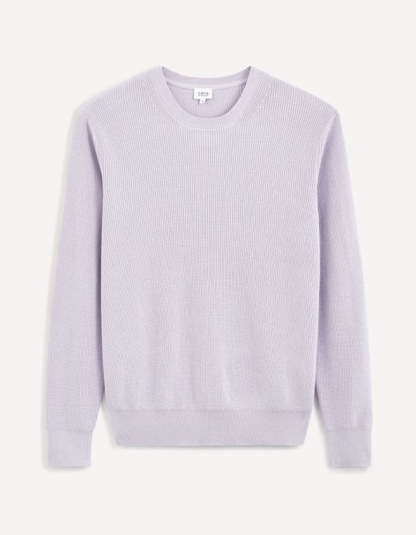 pull col rond 100% coton - violet