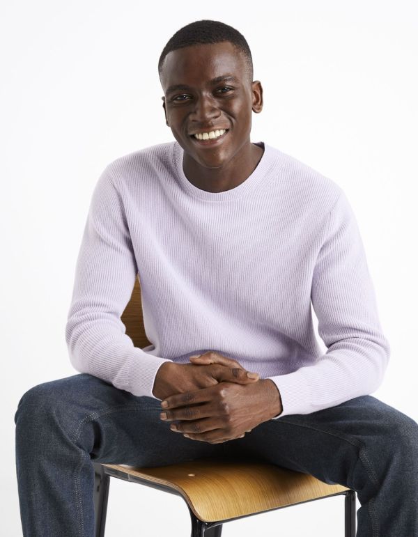 pull col rond 100% coton - violet