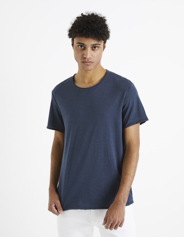 T-shirt col rond 100% coton - marine