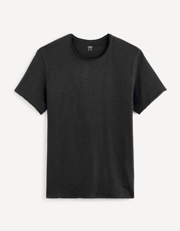 T-shirt col rond 100% coton - noir