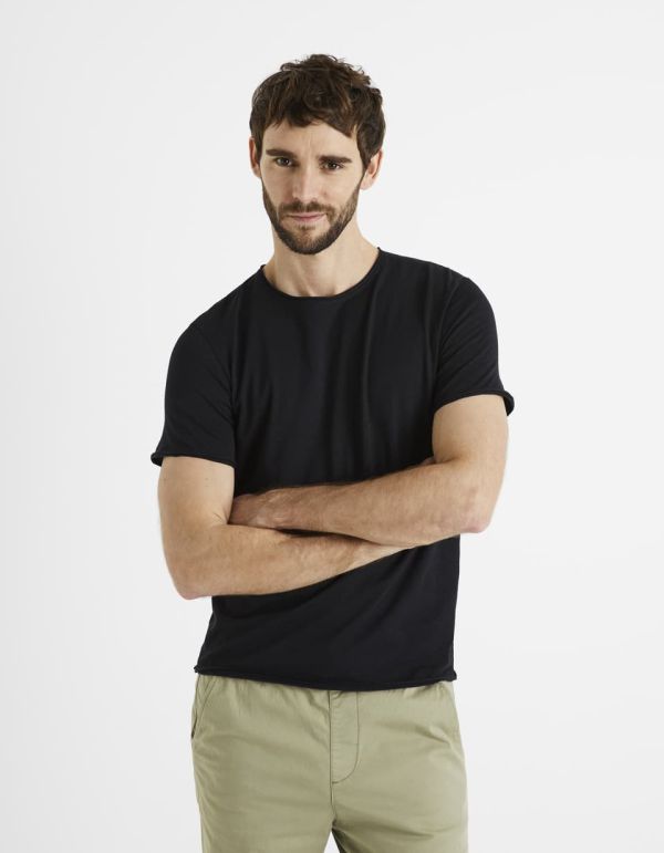 T-shirt col rond 100% coton - noir