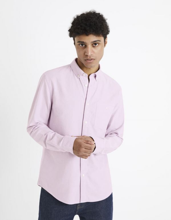 Chemise regular oxford 100 coton mauve