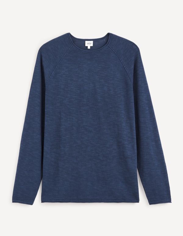 Pull fin en coton viscose - marine