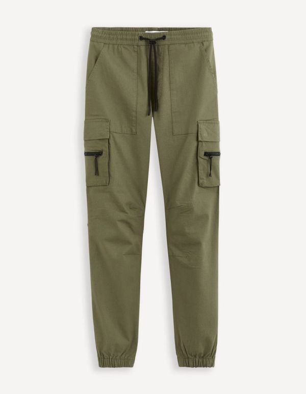Pantalon cargo en coton stretch - KAKI