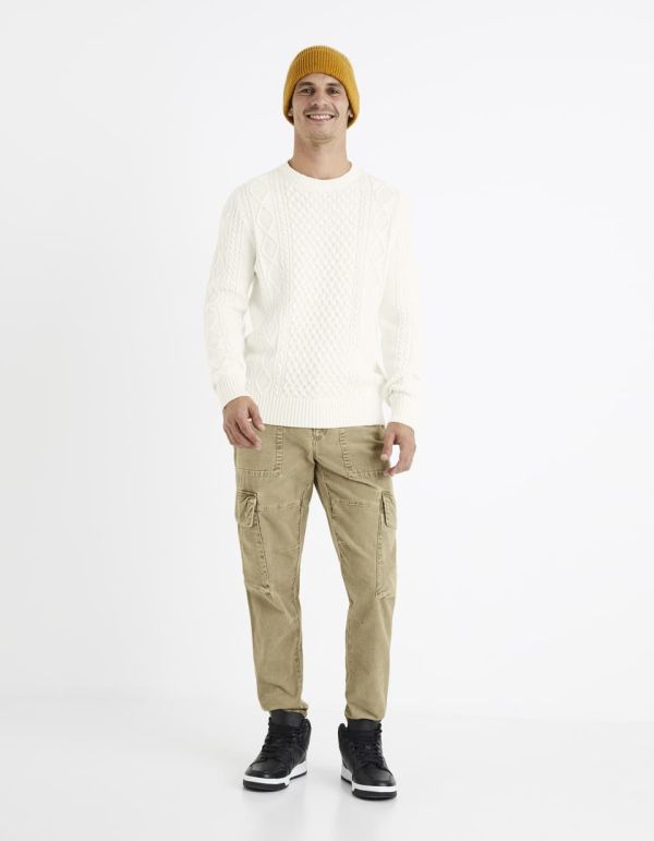 Pull col rond en torsade - écru