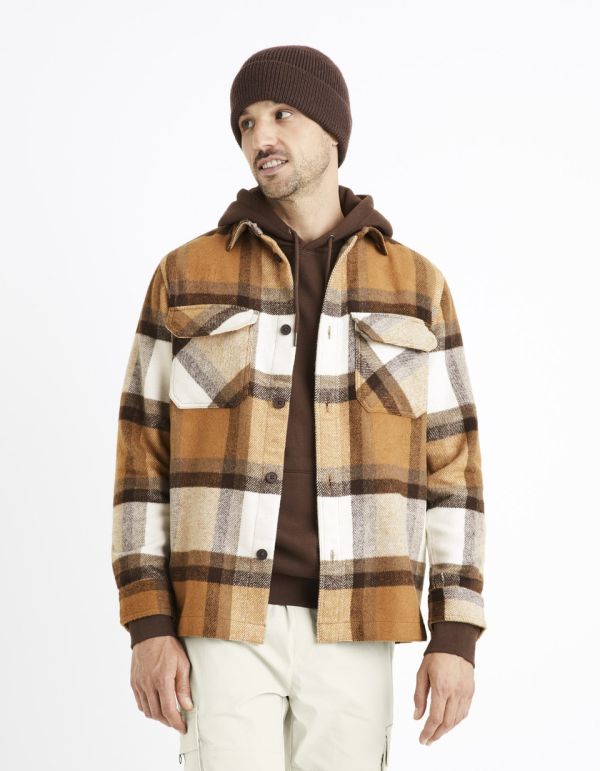 Surchemise oversize à carreaux - beige