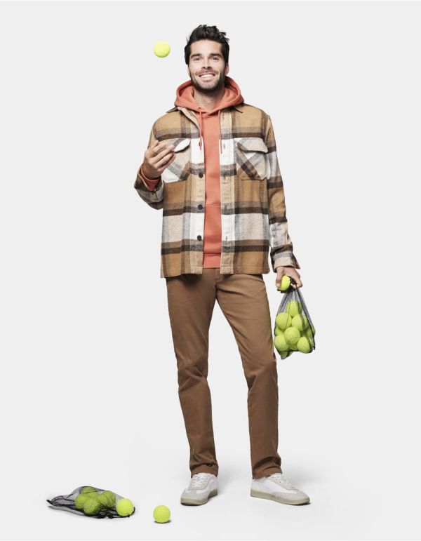 Surchemise oversize à carreaux - beige