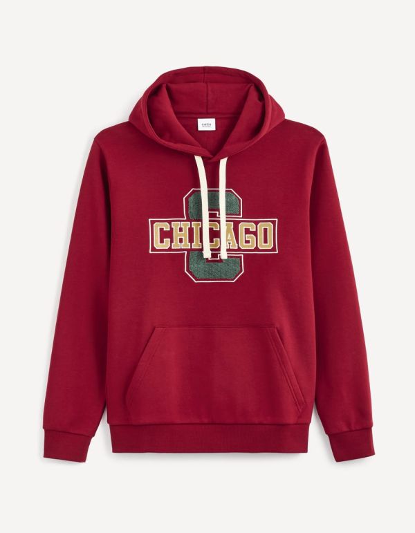 Sweat à capuche en coton mélangé - bordeaux