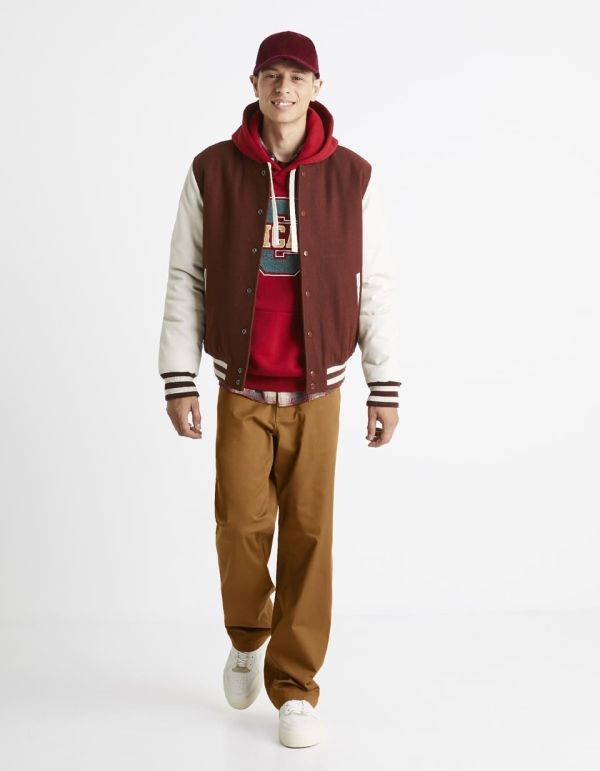 Sweat à capuche en coton mélangé - bordeaux