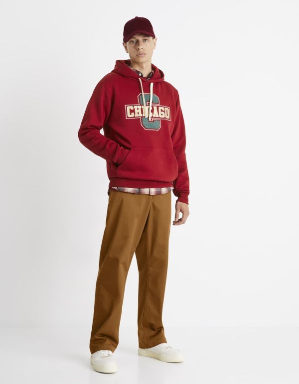 Sweat à capuche en coton mélangé - bordeaux