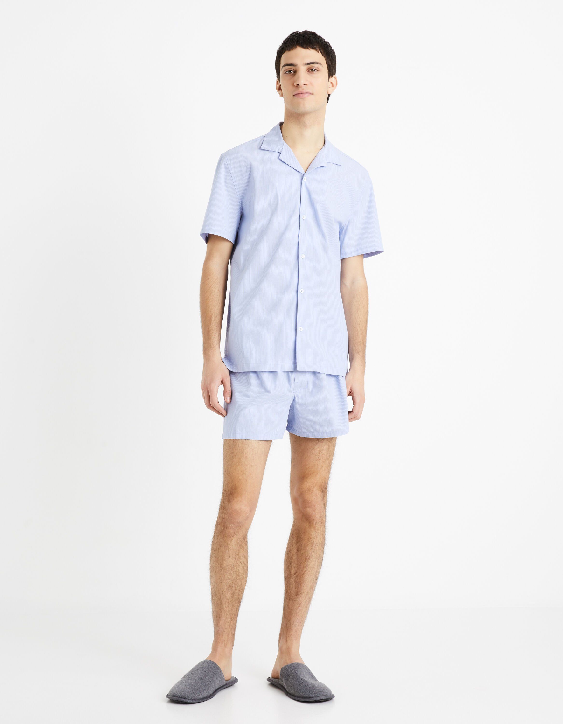 Pyjama chemisette et calecon 100 coton bleu clair Celio Tunisie