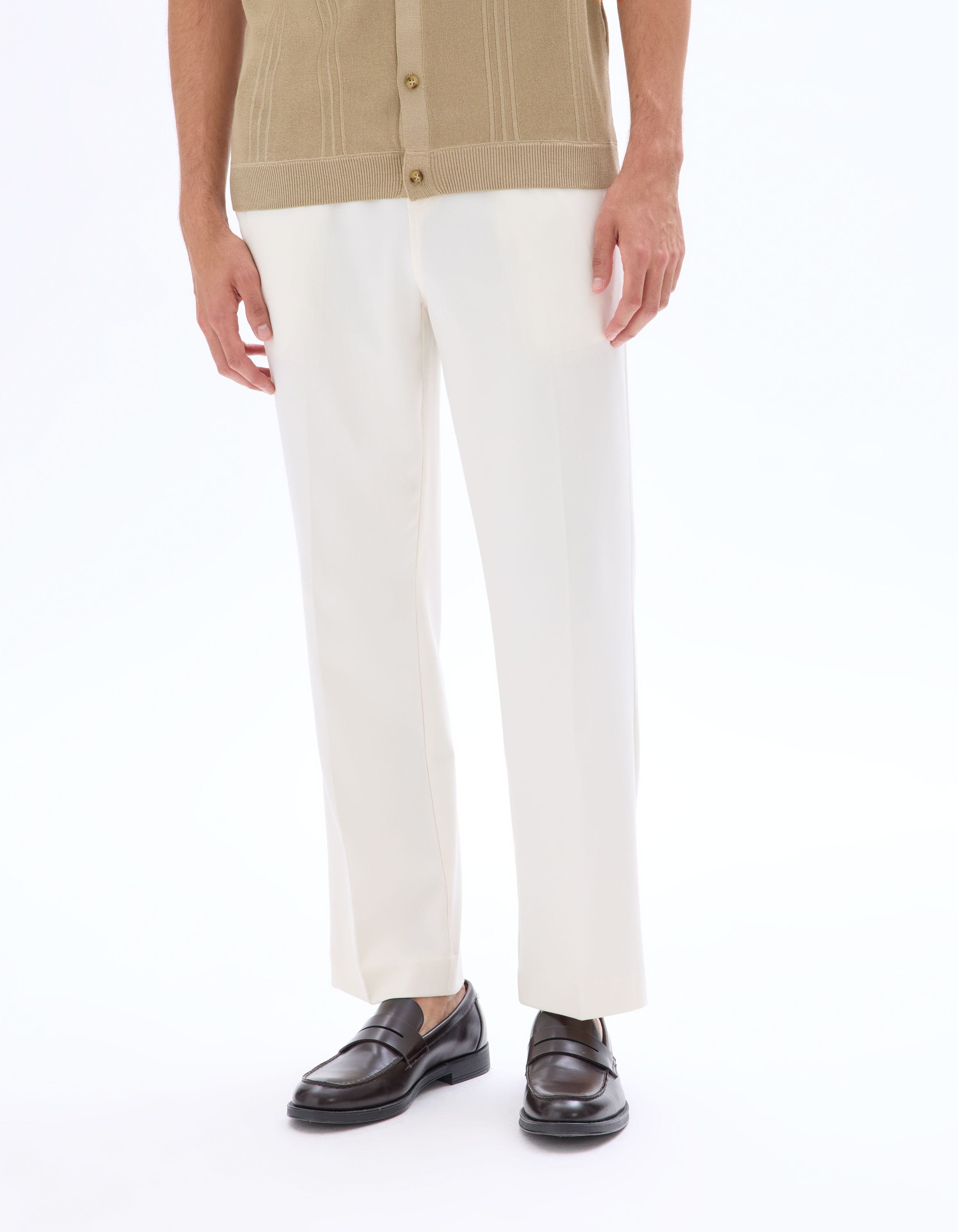 Pantalon 24H straight stretch 7/8ème écru