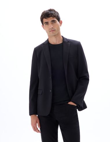 Blazer slim armuré stretch - noir